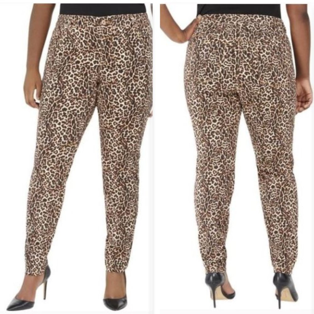 Plus Size Leopard Tummy Control Skinny Jeans
